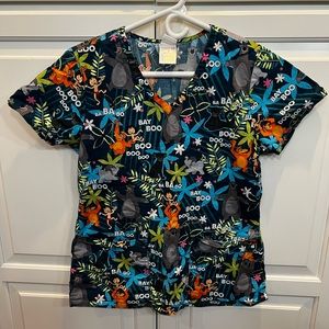 Small Cherokee Tooniforms Disney Jungle Book Jazz V-Neck Print Scrub Top